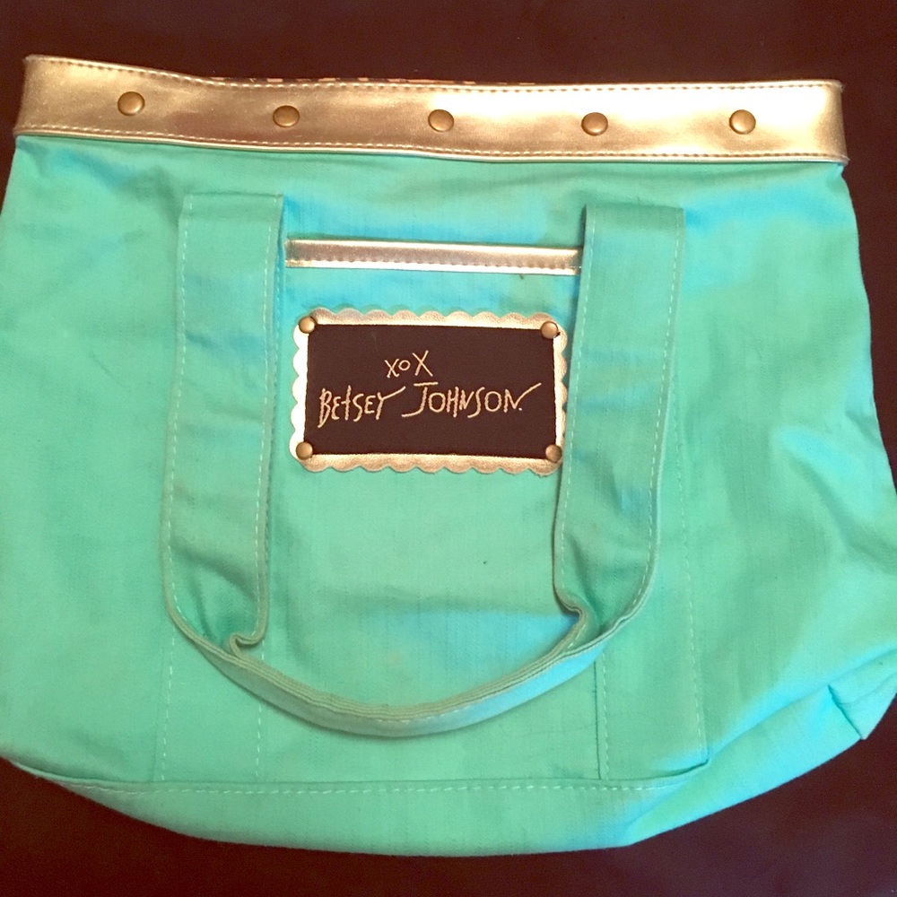 EUC Betsy Johnson XOX Teal and Leopard Tote